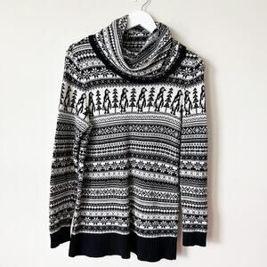 Ann Taylor LOFT Wool Blend Fair Isle Sweater Size M Penguin Novelty Print Knit